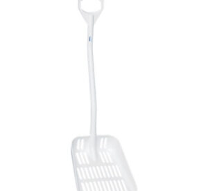 Vikan Ergonomic shovel with drain holes, 13.8", White