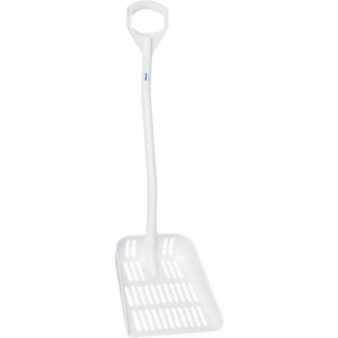 Vikan Ergonomic shovel with drain holes, 13.8″, White