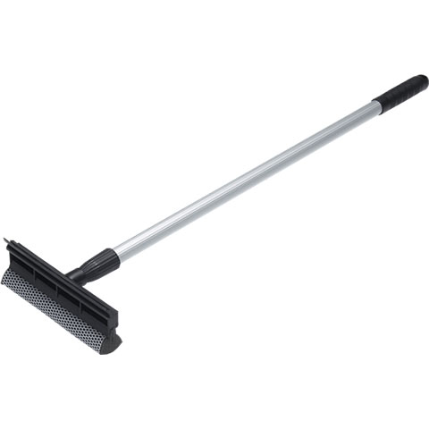 Vikan Windscreen Scraper w/Sponge & Telescopic Handle, 28″, Black