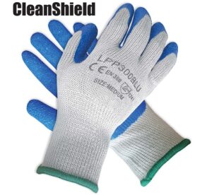Latex 1/2 Coated Work Gloves. Blue On Grey
