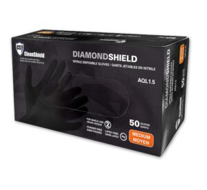 Diamond Shield Nitrile Disposable Gloves Black - 2