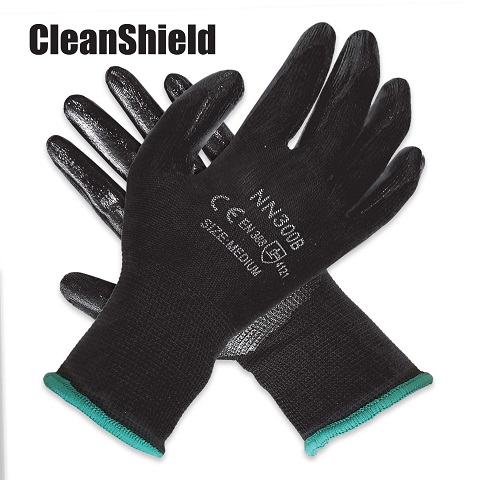 Nitrile 1/2 Coated Nylon Gloves Black