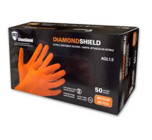 Diamond Shield Nitrile Disposable Gloves Orange - 2