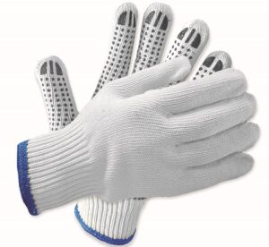 String Knit Gloves With PVC Dots Palm