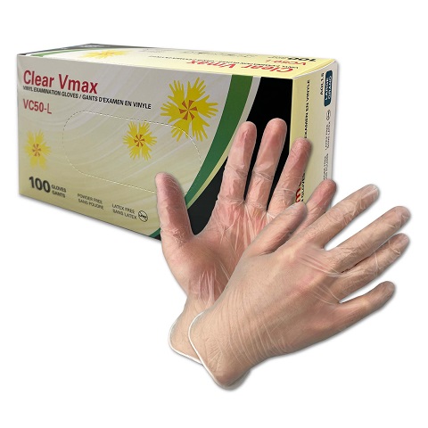 Clear Vmax Vinyl Examination Gloves