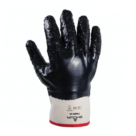Showa Nitrile Fully Coated Gloves, Rough Finish with Safety Cuff