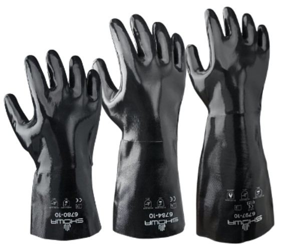 Showa Neoprene Gloves, Smooth Finish, Black